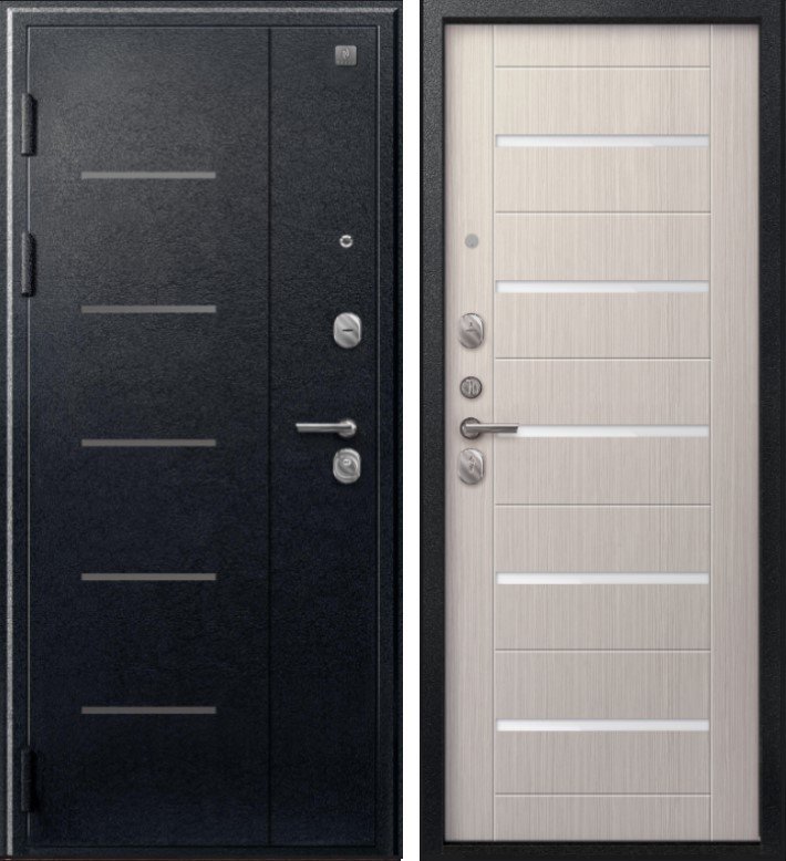 Дверь V-05 Черный муар - Лиственница светлая DIS007346